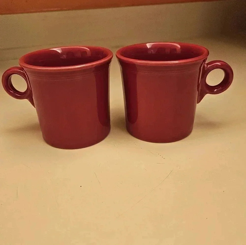 Vintage Red Fiestaware set of 2 Mugs